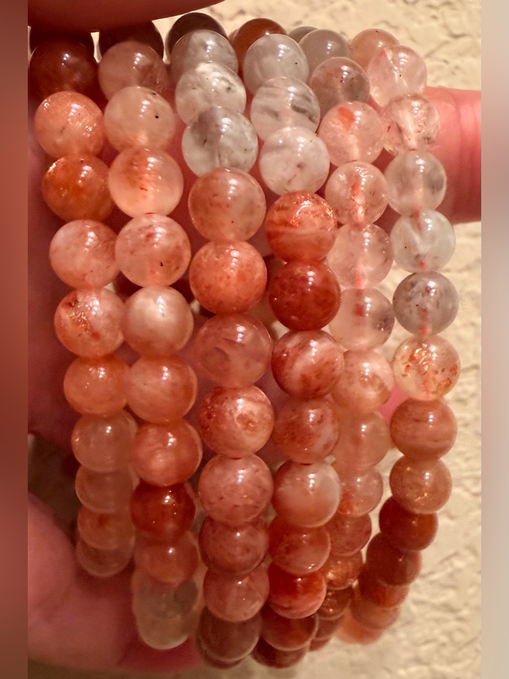 6mm Arusha Sunstone Beaded Stretch Bracelet 7.5 Inch Length